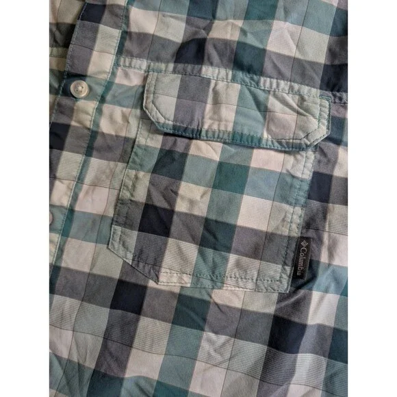 Men's XL Shirt Columbia Sports Wear Company Blue Omni Shade Plaid - Picture 2 of 9
